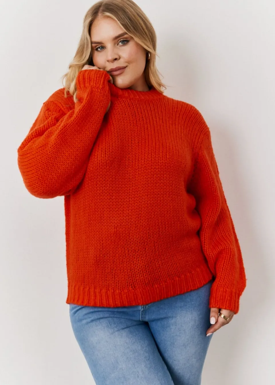 Tops>In The Style Red Chunky Knit Jumper
