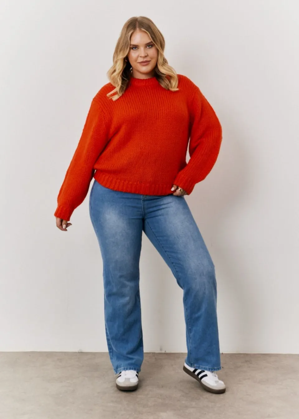 Tops>In The Style Red Chunky Knit Jumper