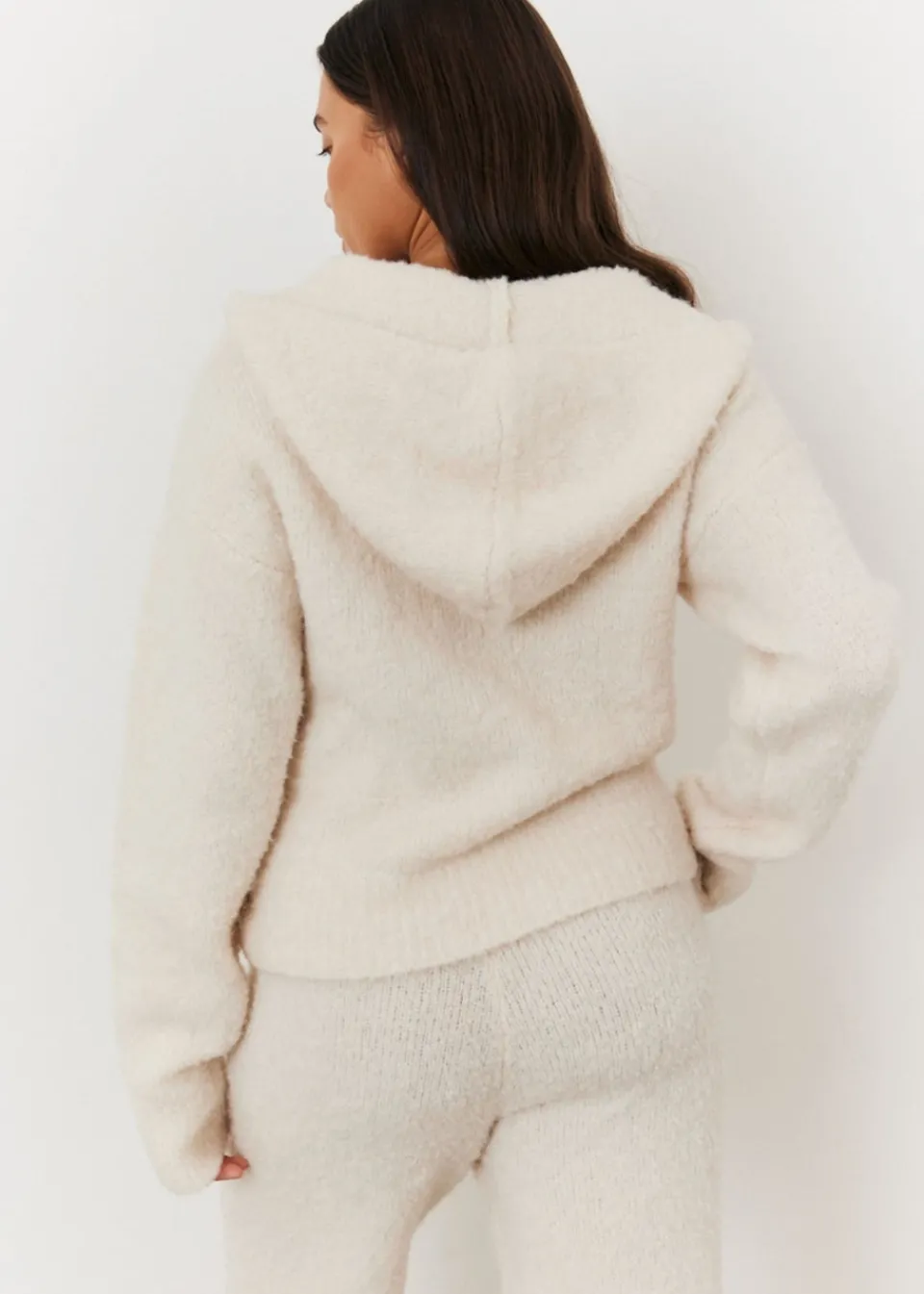 Coats & Jackets>In The Style Stacey Solomon Cream Fluffy Knit Zip Up Hoodie