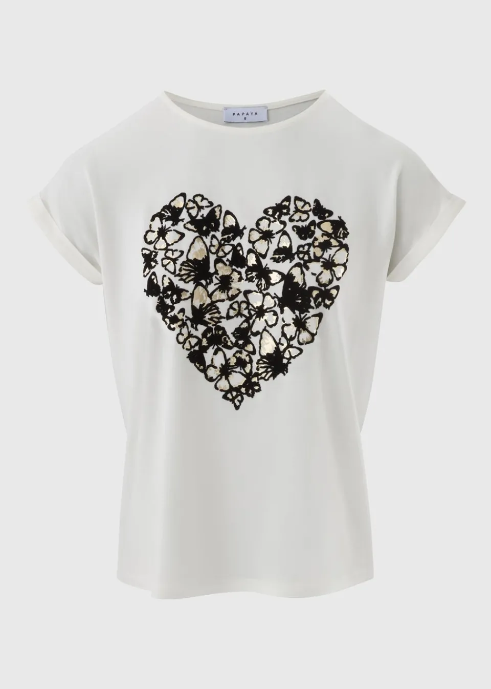 T-Shirts>Papaya Ivory Butterfly Heart T-Shirt