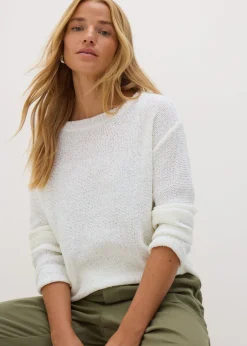 Tops>Papaya Sequin Boat Neck Jumper Ivory