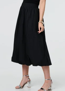 Skirts>Izabel London Black High Waist Elasticated Midi Bubble Skirt