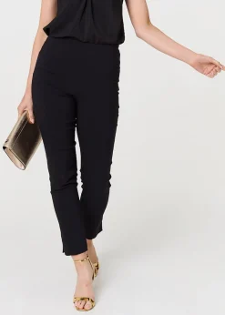 Trousers>Izabel London Black High Waist Slim Leg Fitted Trousers