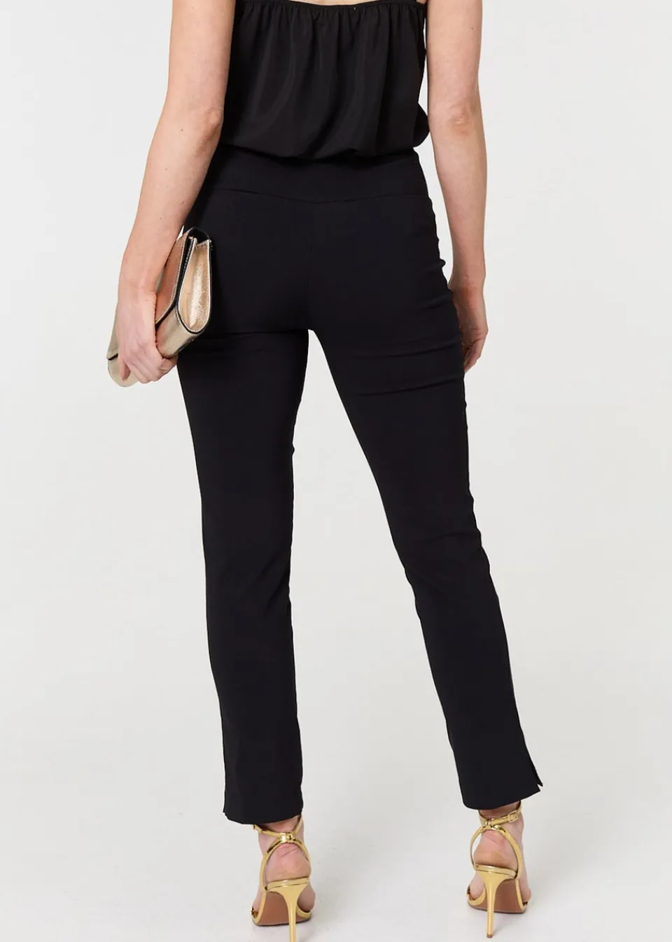 Trousers>Izabel London Black High Waist Slim Leg Fitted Trousers