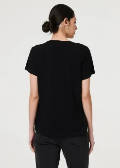 T-Shirts>Izabel London Black Metallic Star Detail Relaxed T Shirt