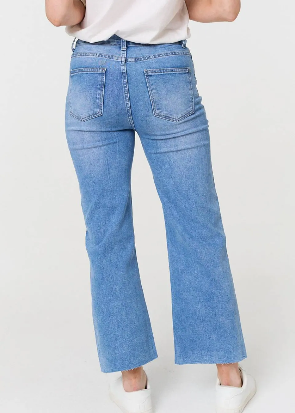 Jeans & Jeggings>Izabel London Blue High Waist Straight Leg Denim Jeans