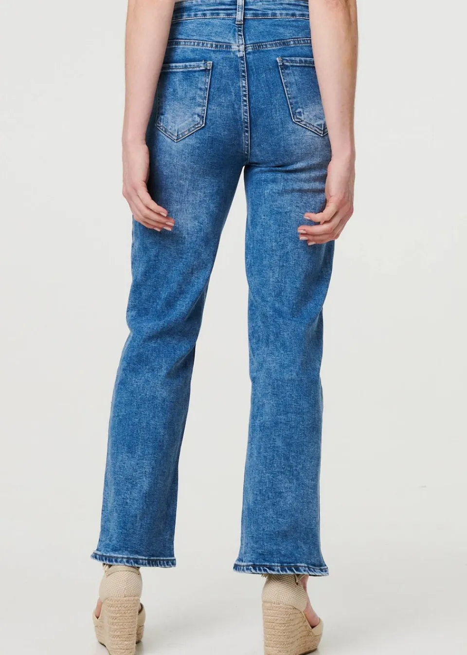 Jeans & Jeggings>Izabel London Blue Pocket Detail Straight Leg Denim Jeans