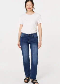 Jeans & Jeggings>Izabel London Denim Denim Straight Fit High Waist Jeans