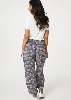 Trousers>Izabel London Green Geo Print Pull On Harem Pants