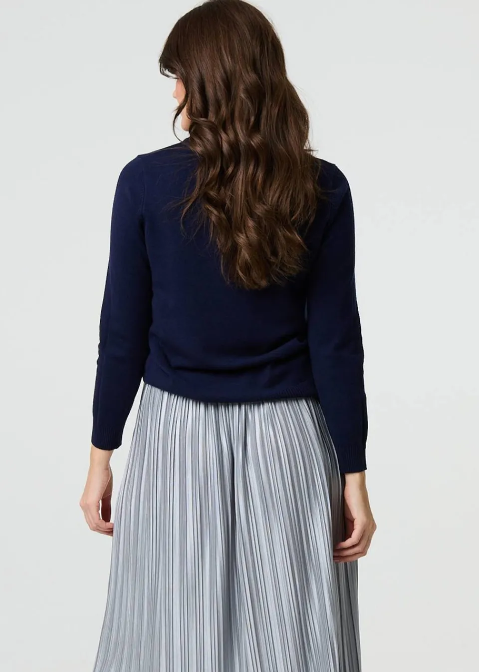 Tops>Izabel London Navy Floral Gemstone Embellished Jumper