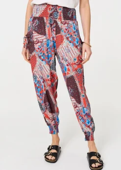 Trousers>Izabel London Orange Paisley Print High Waist Harem Trousers