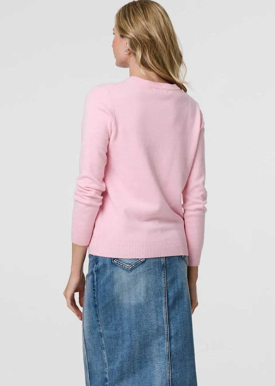 Tops>Izabel London Pink Floral Gemstone Embellished Jumper