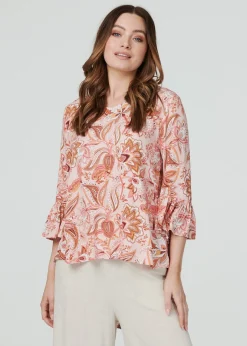 Tops>Izabel London Pink Paisley Print Oversized Blouse