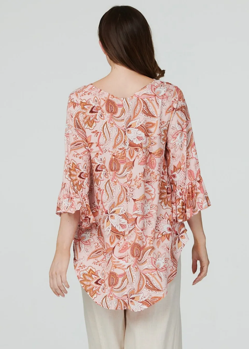 Tops>Izabel London Pink Paisley Print Oversized Blouse