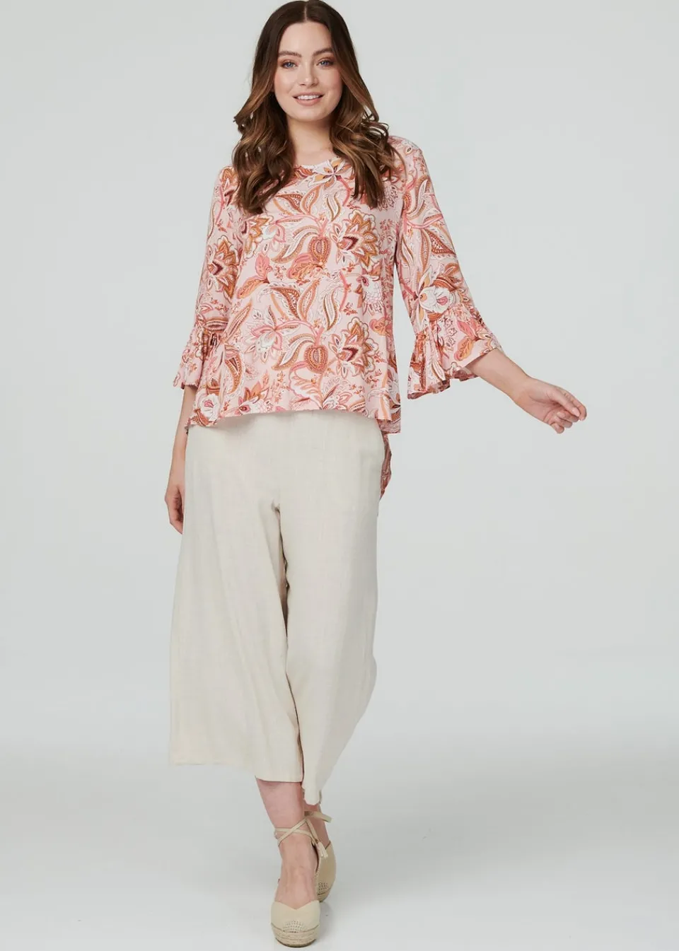 Tops>Izabel London Pink Paisley Print Oversized Blouse