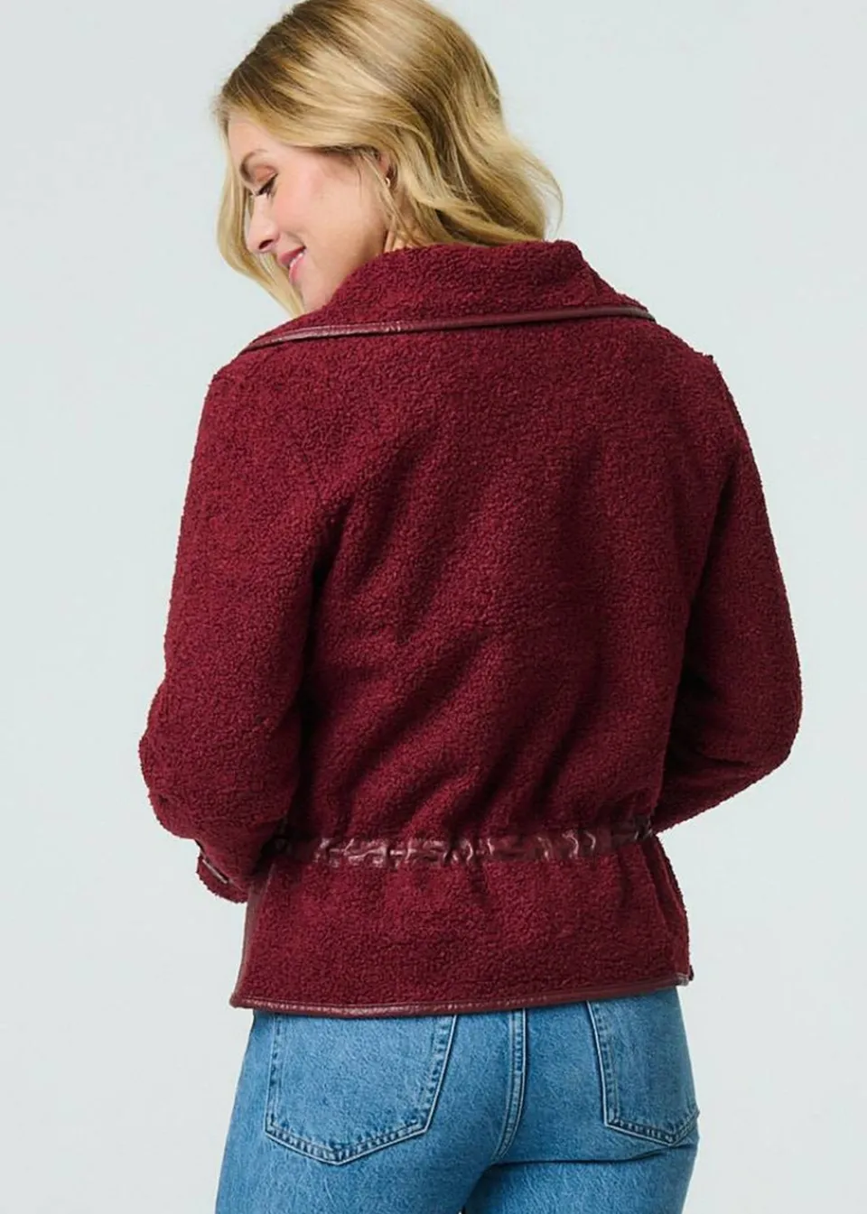 Coats & Jackets>Izabel London Red Faux Leather Fleece Lined Jacket