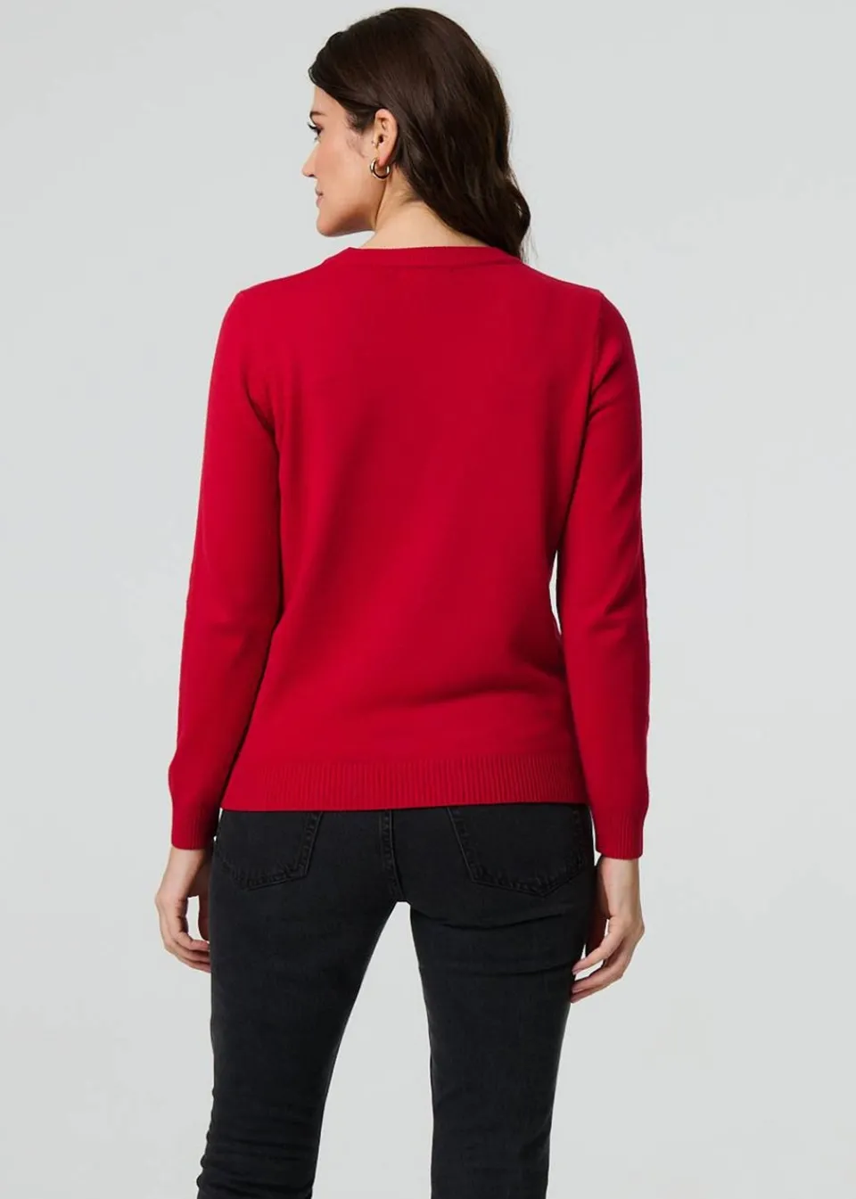Tops>Izabel London Red Floral Gemstone Embellished Jumper