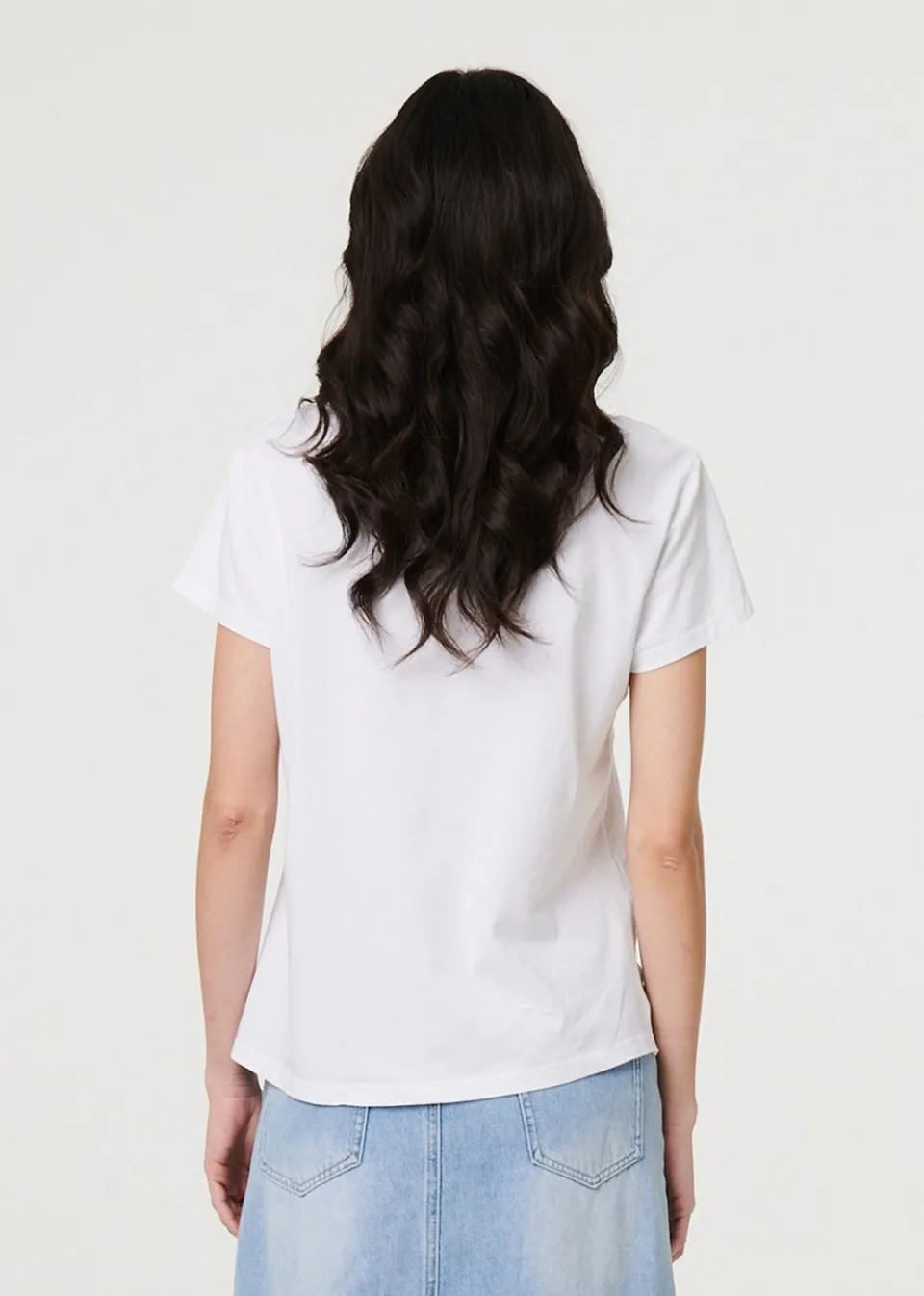 T-Shirts>Izabel London White Metallic Star Detail Relaxed T Shirt