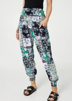 Trousers>Izabel London White Patchwork Tassel High Waist Harem Pants