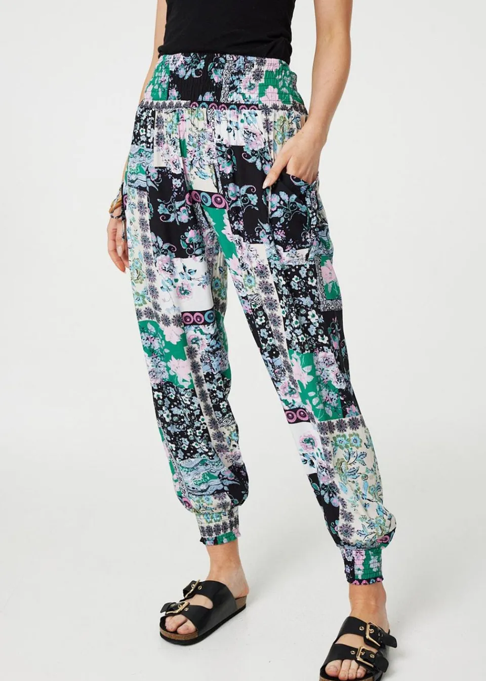 Trousers>Izabel London White Patchwork Tassel High Waist Harem Pants