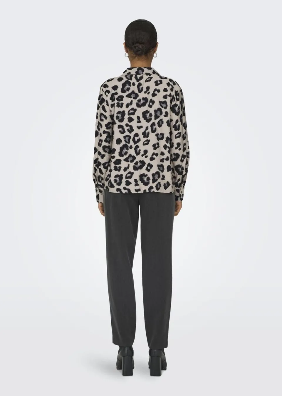 Tops>JDY Beige Animal Satin Shirt