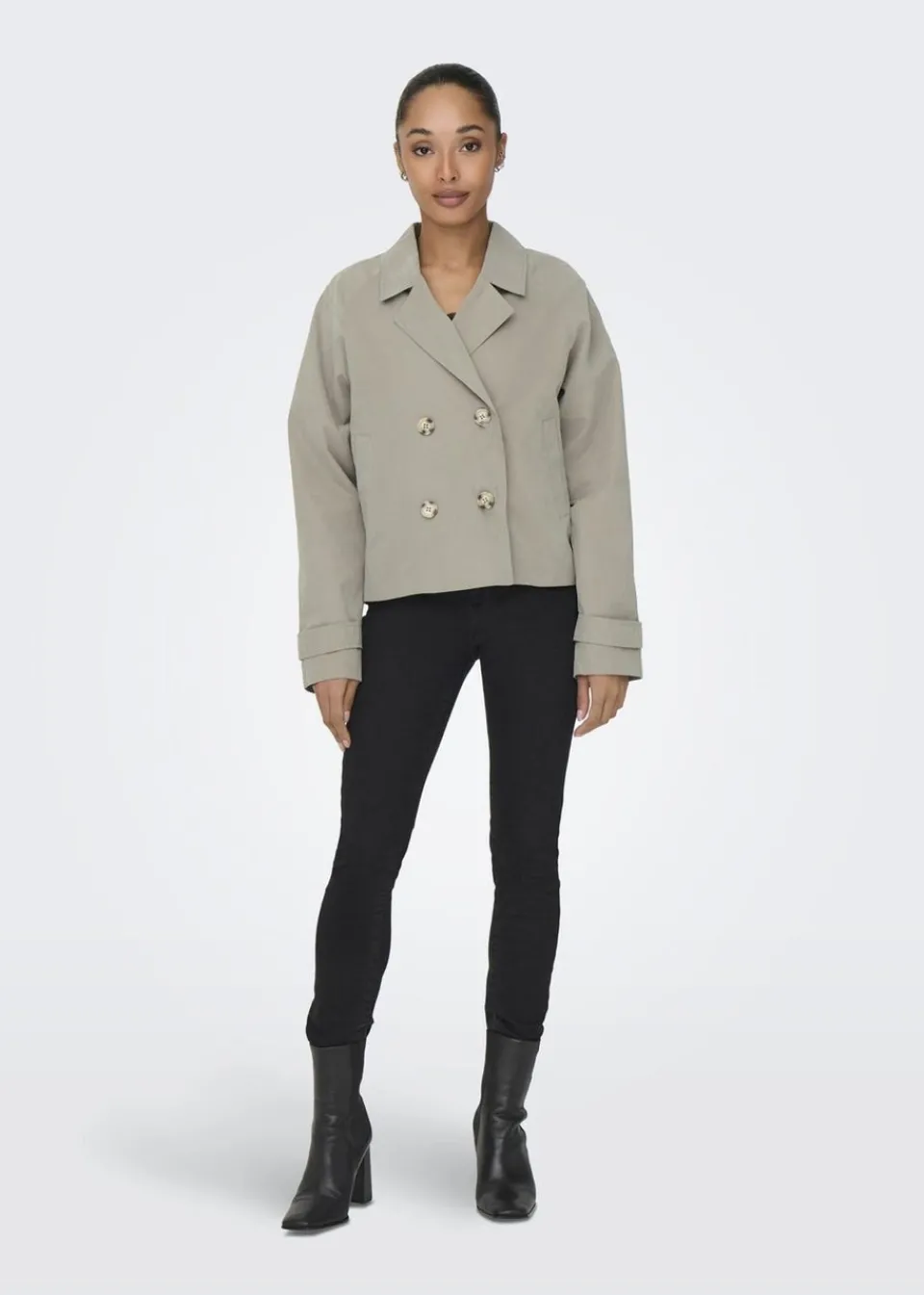 Coats & Jackets>JDY Beige Cropped Trench Coat