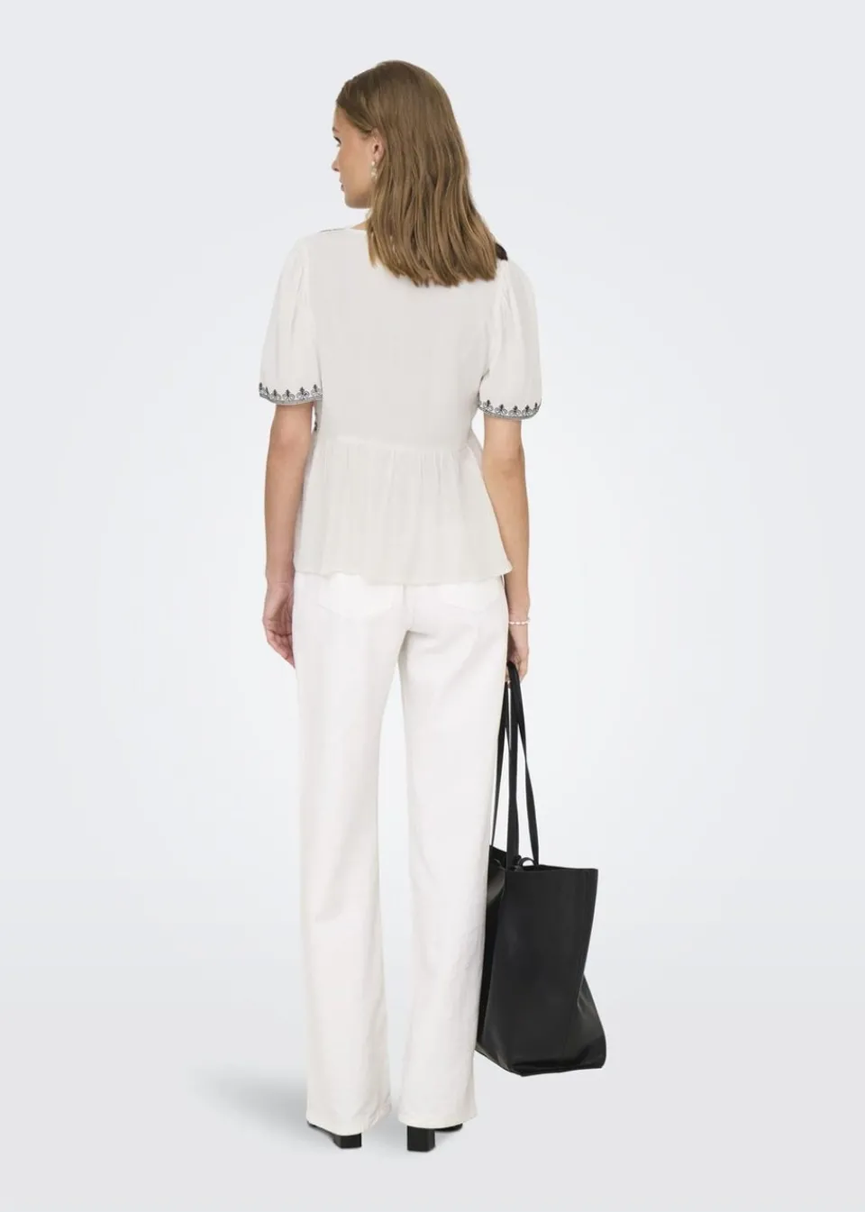 Tops>JDY White Embroidered Blouse