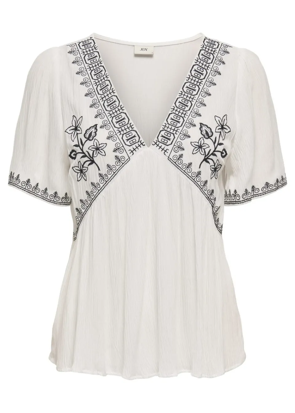 Tops>JDY White Embroidered Blouse