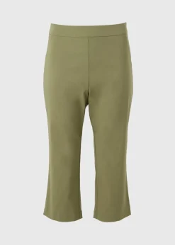 Leggings>Papaya Khaki Bengaline Cropped Leggings