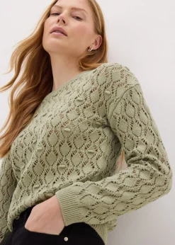 Tops>Papaya Khaki Bobble Stitch Jumper