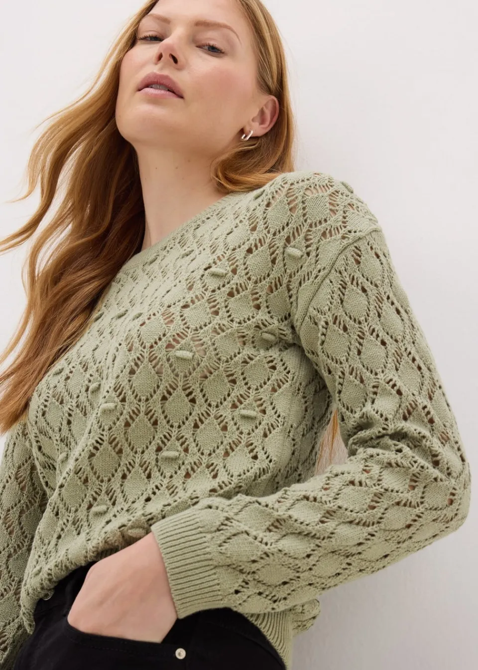 Tops>Papaya Khaki Bobble Stitch Jumper