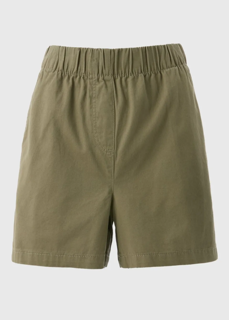 Shorts>Papaya Khaki Cotton Paper Bag Shorts