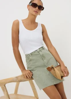 Skirts>Papaya Khaki Denim Mini Skirt