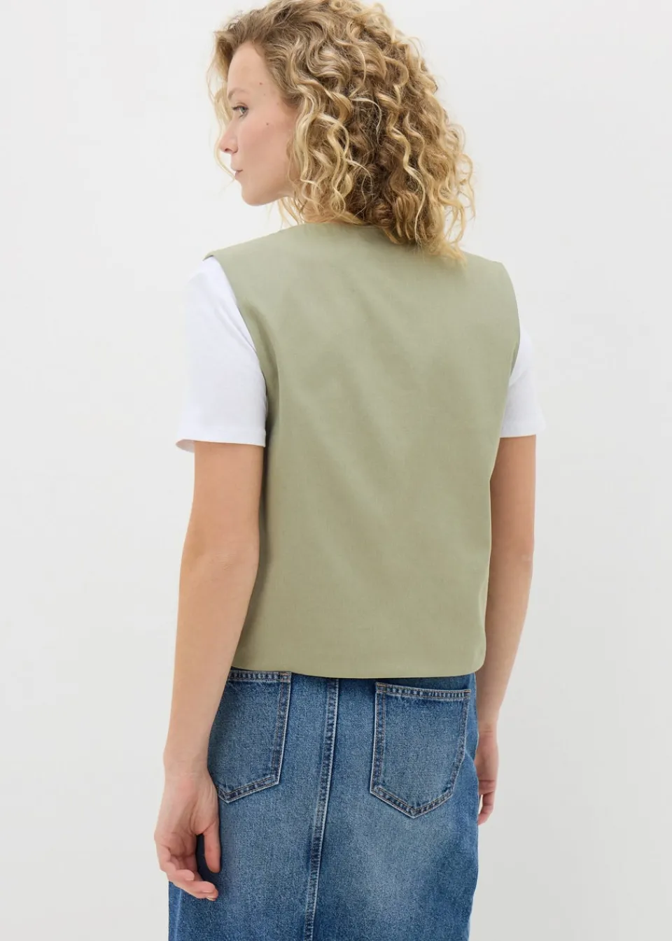 Coats & Jackets>Papaya Khaki Embroidered Waistcoat