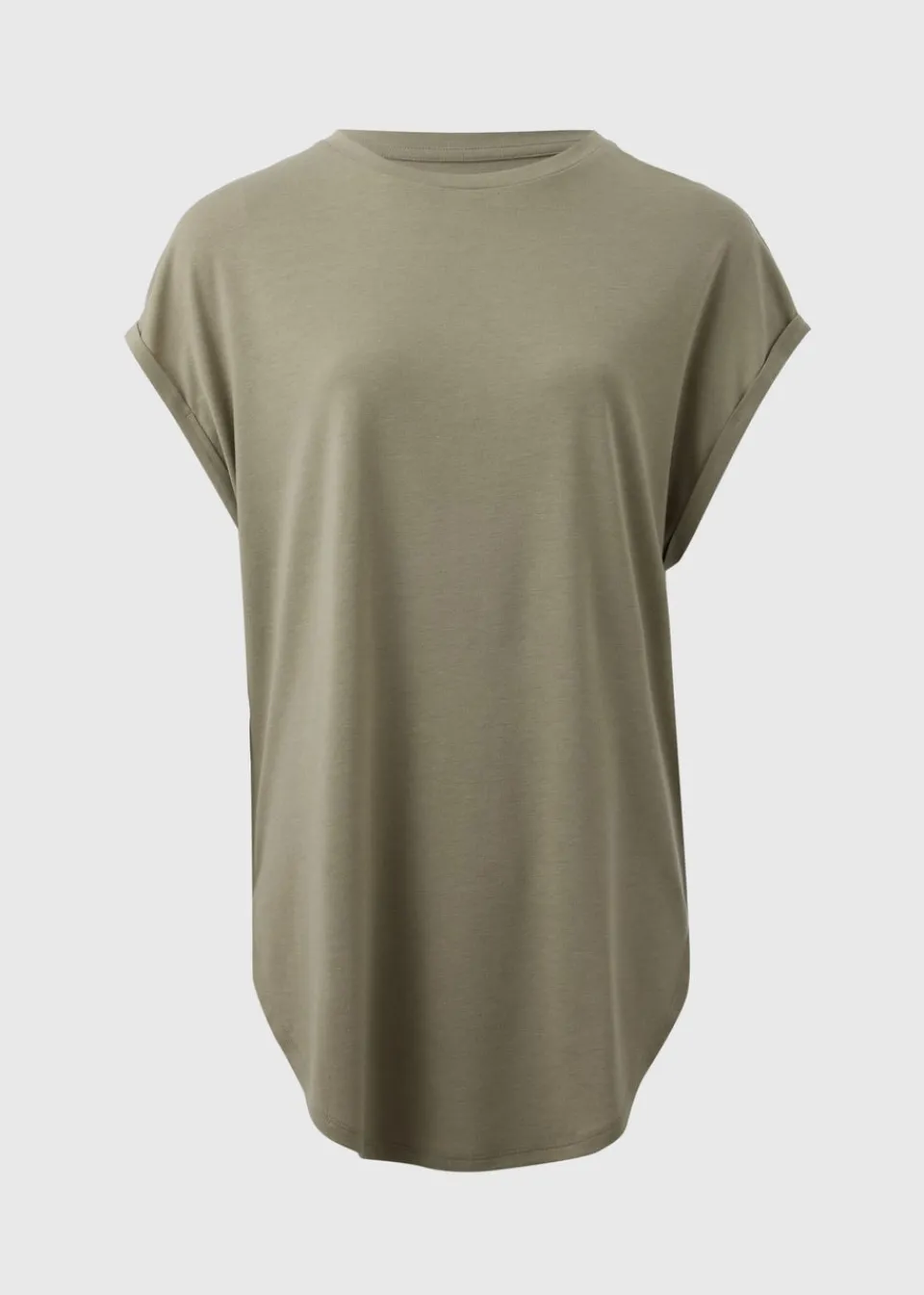 T-Shirts>Papaya Khaki Longline T-Shirt