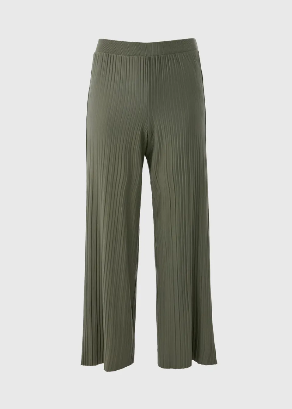 Trousers>Papaya Khaki Plisse Co-Ord Trousers