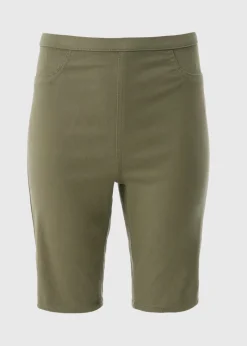 Shorts>Papaya Khaki Rosie Knee Length Denim Shorts