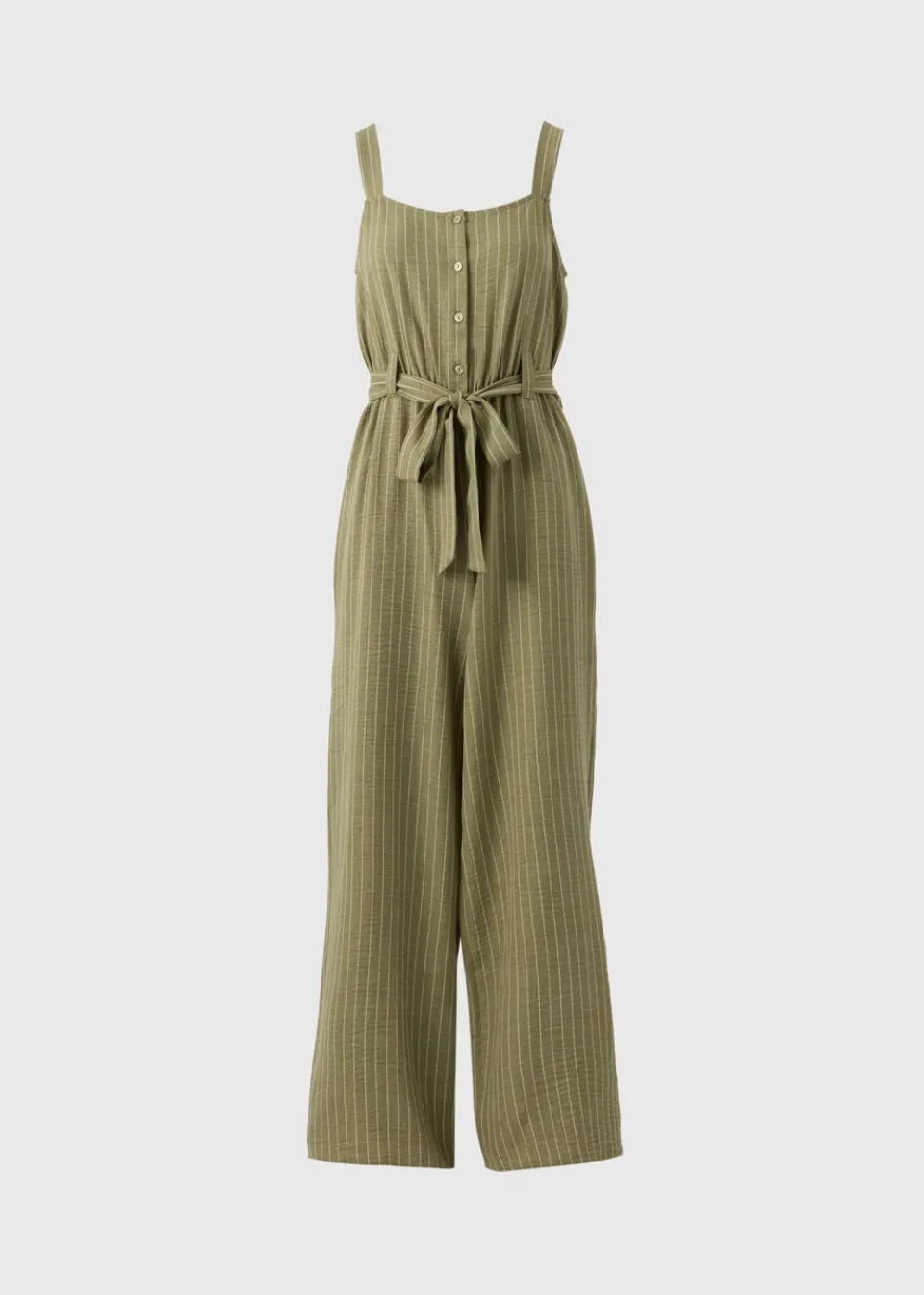 Jumpsuits & Playsuits>Papaya Stripe Button Front Jumpsuit Khaki