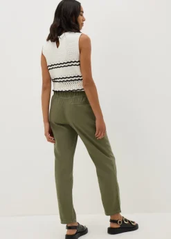 Trousers>Papaya Khaki Utility Tapered Trousers
