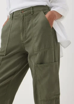 Trousers>Papaya Khaki Utility Trousers