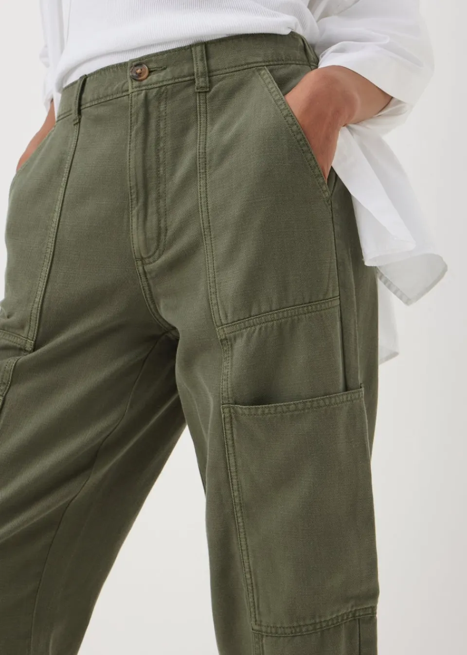 Trousers>Papaya Khaki Utility Trousers