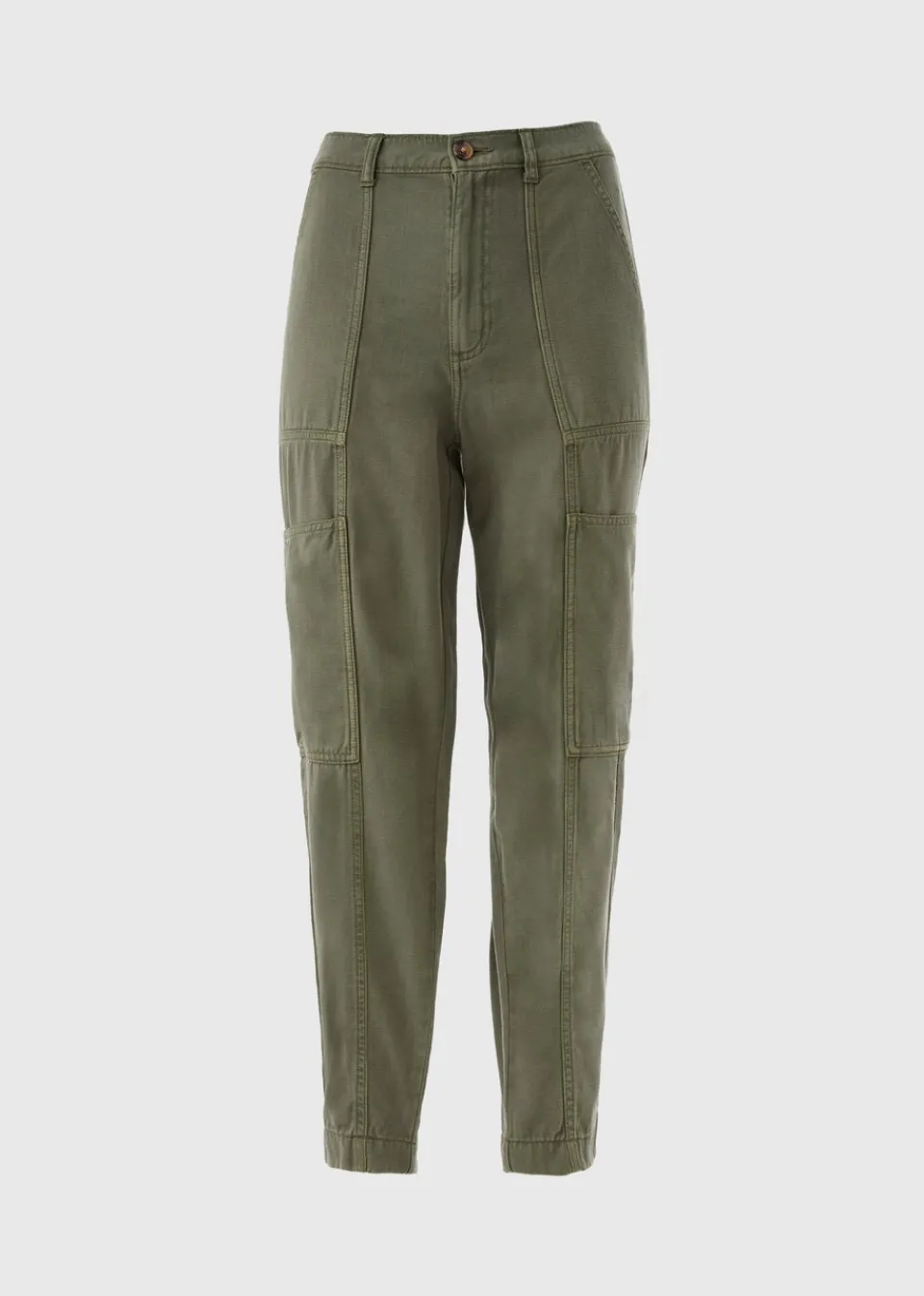 Trousers>Papaya Khaki Utility Trousers