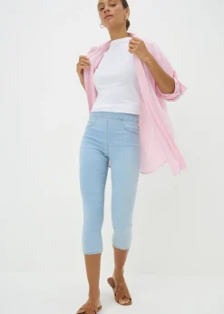 Jeans & Jeggings>Papaya Denim Lightwash Cropped Jeggings