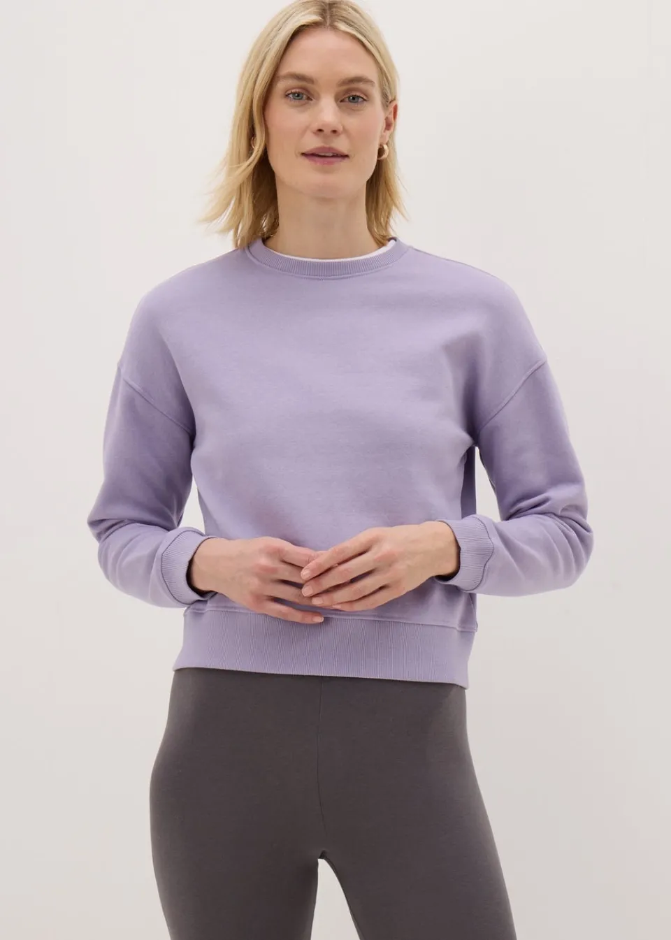 Tops>Papaya Lilac Cropped Sweatshirt