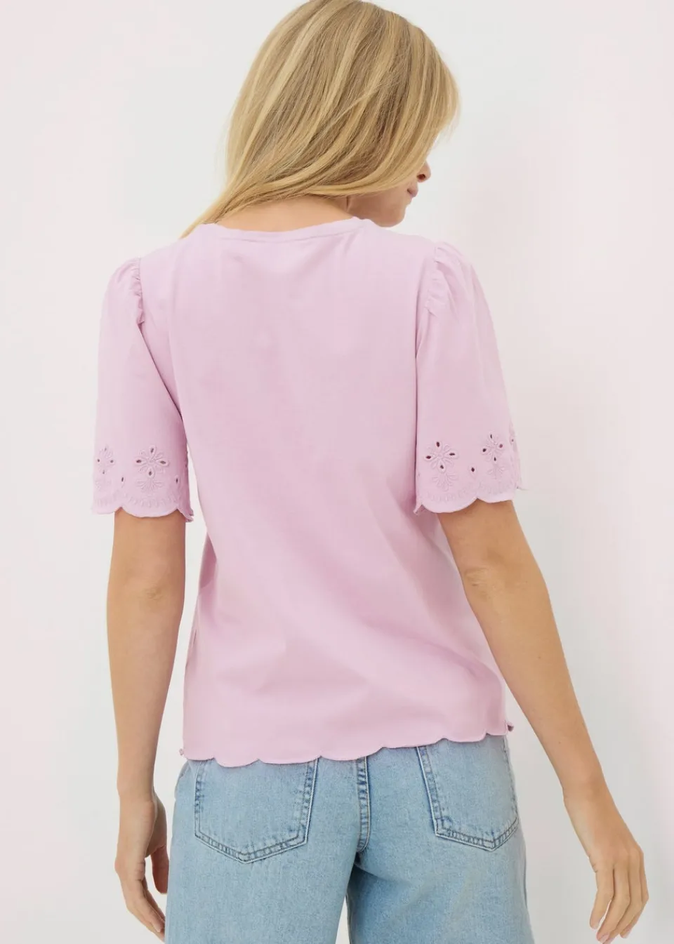 T-Shirts>Papaya Lilac Floral Cut Out T-Shirt