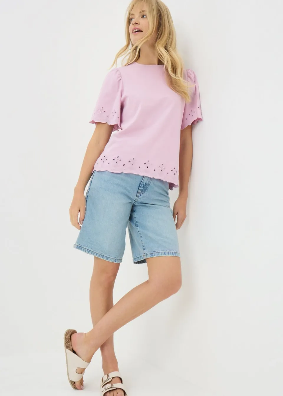T-Shirts>Papaya Lilac Floral Cut Out T-Shirt