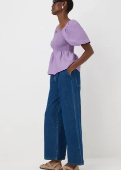 Tops>Papaya Lilac Shirred Blouse Top