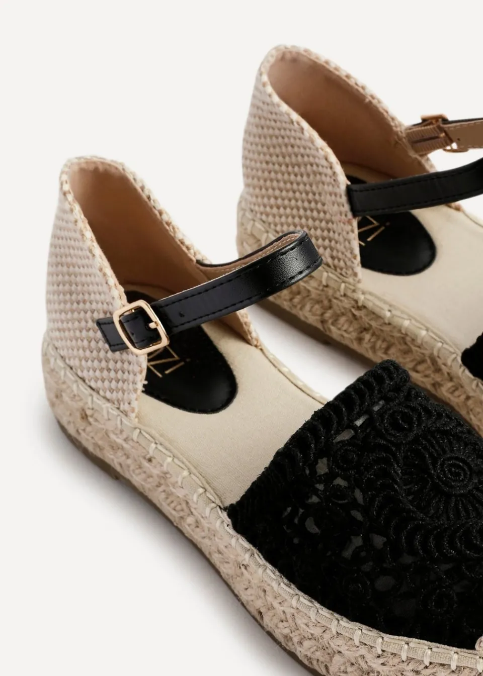 Footwear>Linzi Adelina Black Woven Two Part Espadrille Sandal