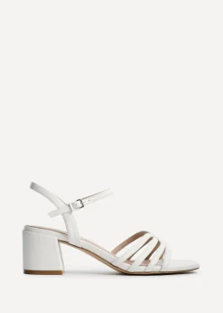Footwear>Linzi Adira White Faux Leather Strappy Heeled Sandals