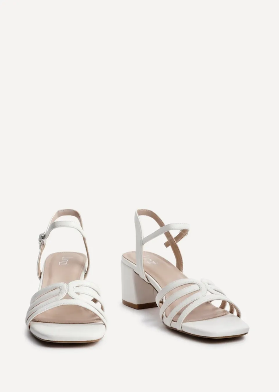 Footwear>Linzi Adira White Faux Leather Strappy Heeled Sandals